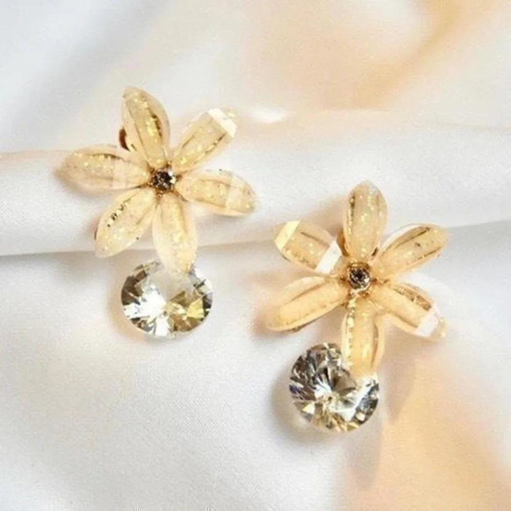Diamond Flower Stud Earrings
